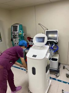 Anesthesia machine being disinfected